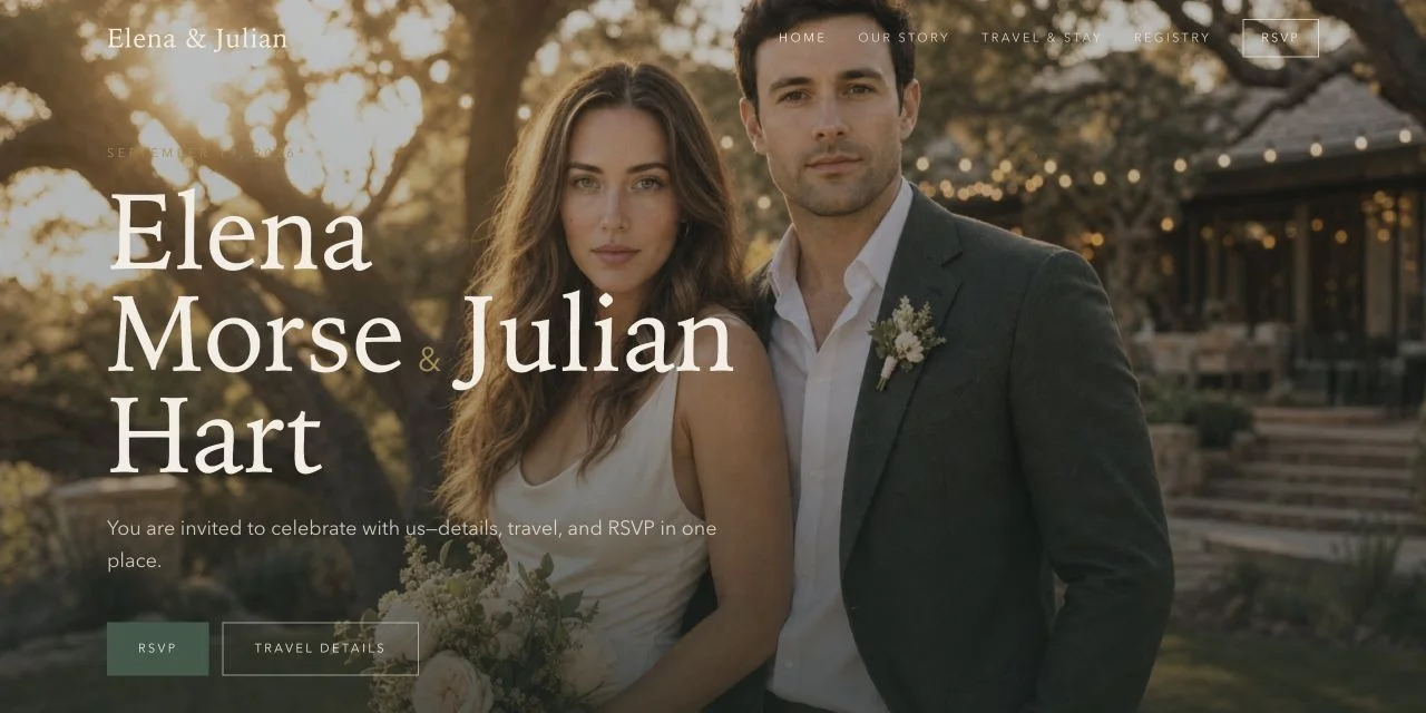 قالب Digital Wedding Invite مع زر لتأكيد الحضور